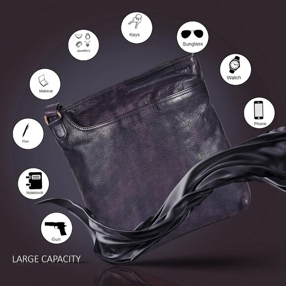 Leather Crossbody Bag with Detachable Holster Stylish Functional Unisex - Picture 4 of 6